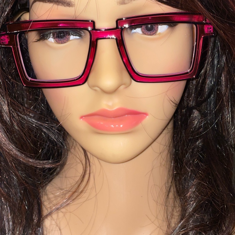 Manga Cartoon Anti-blue Light Color block Eyeglasses In Purple/Red - Picture 3 of 12